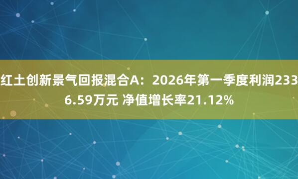 红土创新景气回报混合A：2026年第一季度利润2336.59万元 净值增长率21.12%
